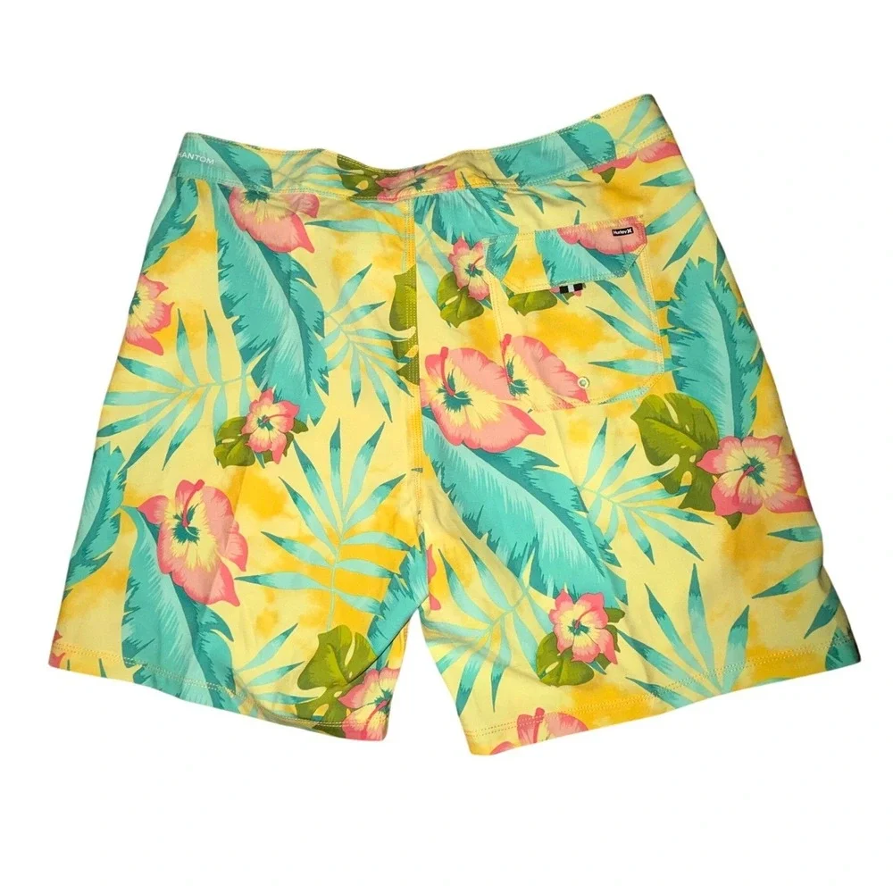 Hurley Men's Phantom Board Shorts Yellow Floral Swim Trunks, Size‎ 32, NWT